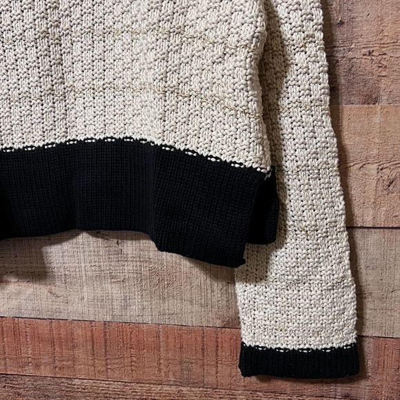 Topshop Cream Open Front Cardi w/ Woven Gold Thread Size 10 - Picture 14 of 15